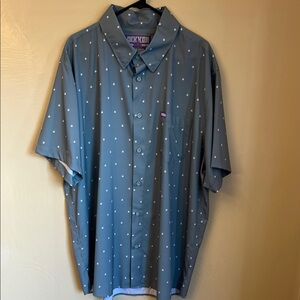 DIXXON Blue Casual Button Down Shirt with Starry Pattern